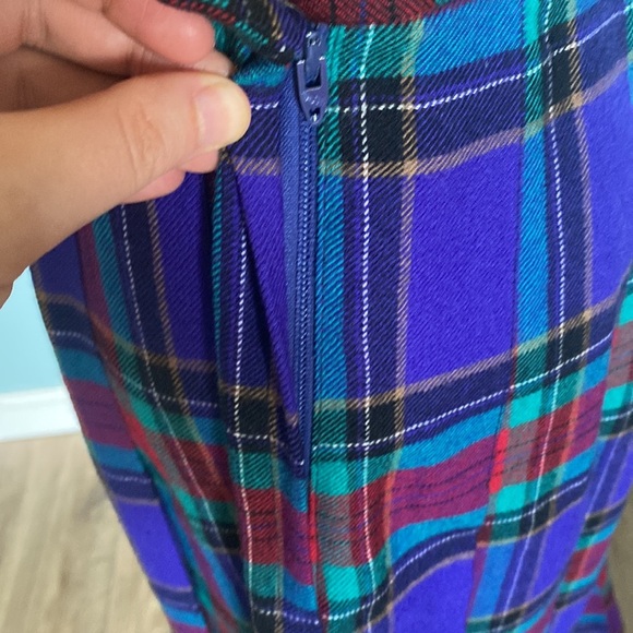 Vintage Talbot's A-Line Pleated Midi Skirt 12 wool USA tartan plaid academia - Picture 4 of 7